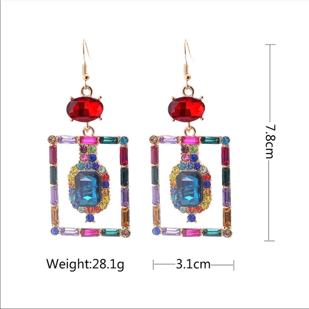 Multi Colored Crystal Dangling Earrings - image 6
